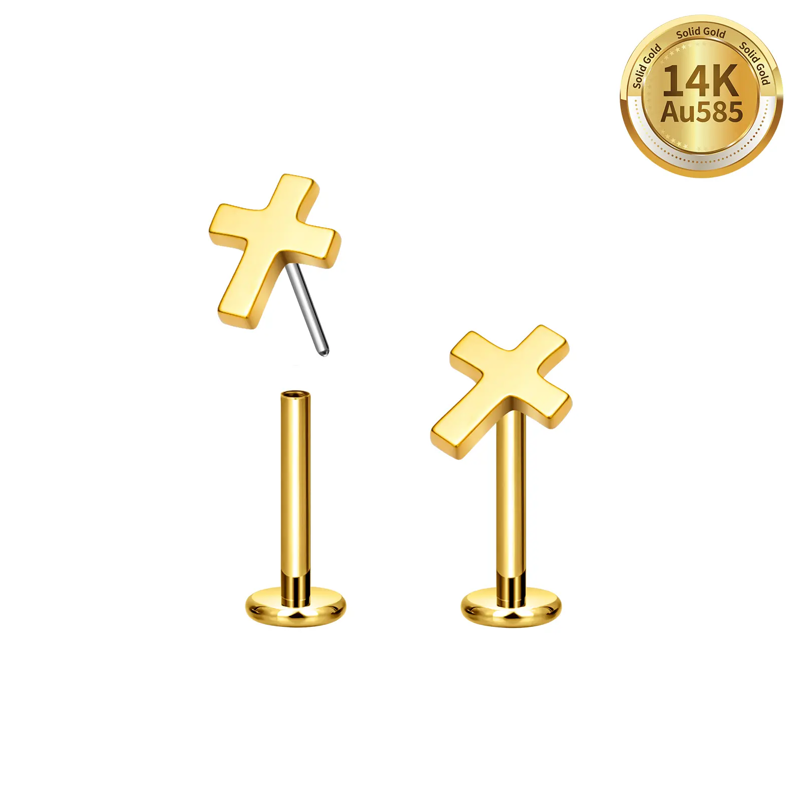 2pcs 14K Gold Plated Cross Stud Earrings Women Simple Gothic Style Earrings Everyday Wear Jewelry Gift accessories
