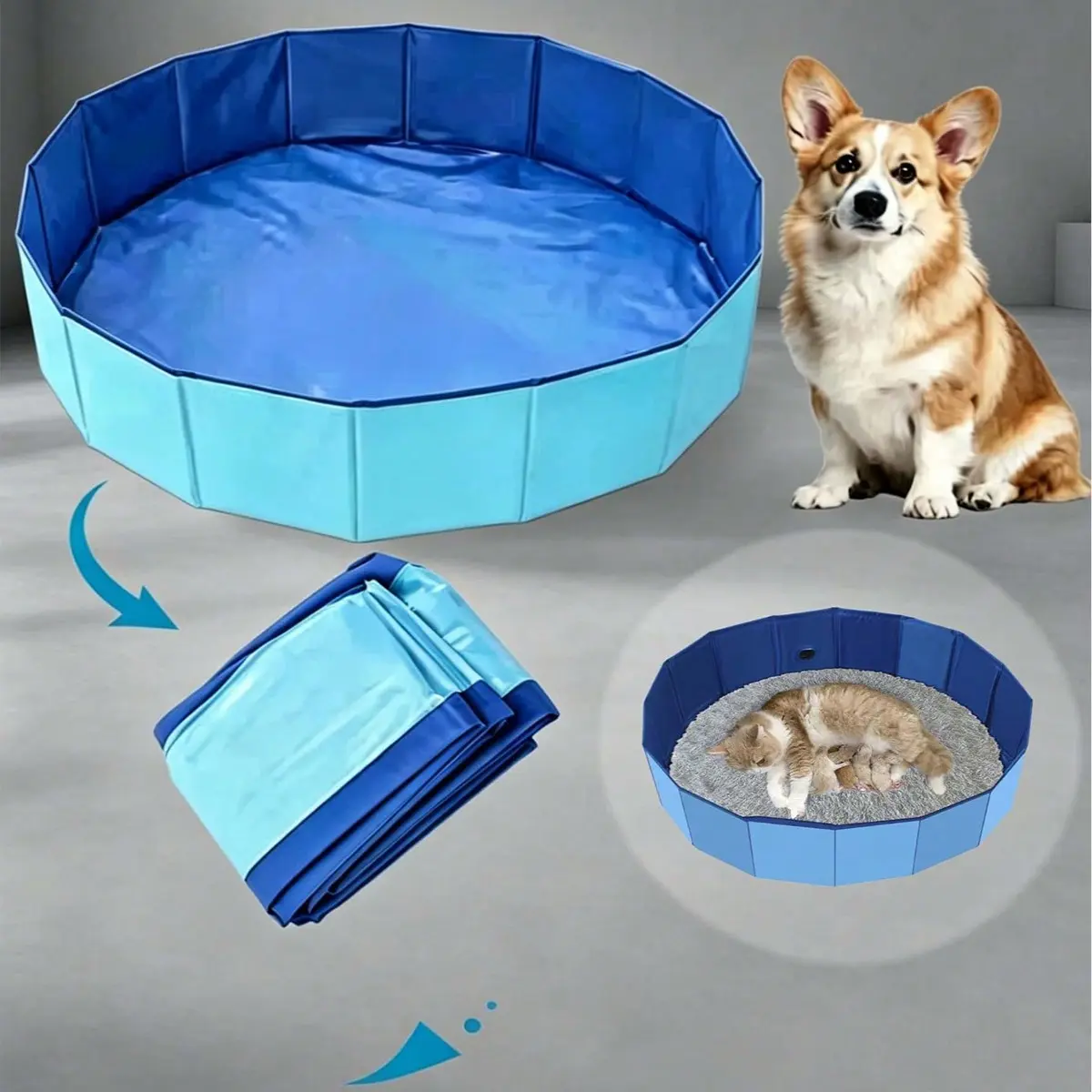 Multi Functional Pet Folding Cat Bath Set, Universal Bath Basin for Cats and Dogs, Easy to Store and Clean, Indoor Outdoor Use
