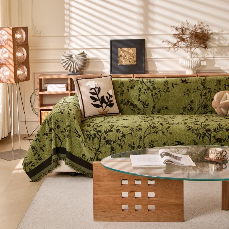 Plant Leaf Pattern Chenille Sofa Cover, 1 Count Soft Slipcover Protector for Living Room Couch, Sofa Decoration Supplies#TOP PICKS