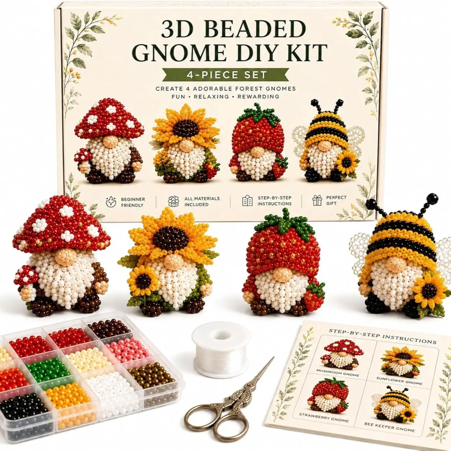 3D Bead Dwarf DIY Kit, Beading Making, Beginner-Friendly Craft Set, Cute Handmade Dwarf Jewelry Making, Colorful Beads Included, Perfect for Adults & Craft Enthusiasts
