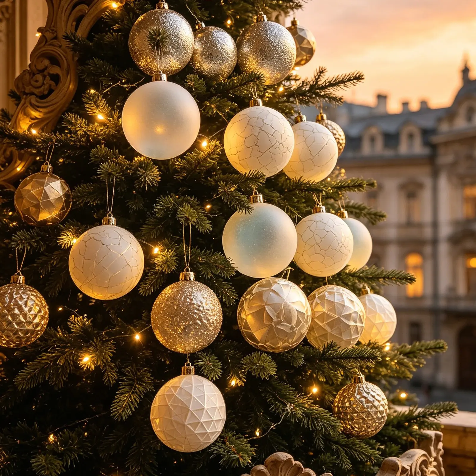 30pcs Christmas Decorations, European Vintage Classical Crackled Plastic Balls, Christmas Ornaments, Hotel Window Display, Tree Hanging Decor