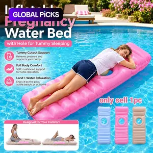 Inflatable Pregnancy Float, Swimming Float with Belly Hole O-Shaped Style, PVC Maternity Pool Float & Yoga Mat, Full Body Support Lounger for Pregnant Moms, Tummy Sleeping Bed for Outdoor Pool, Beach & Sunbathing