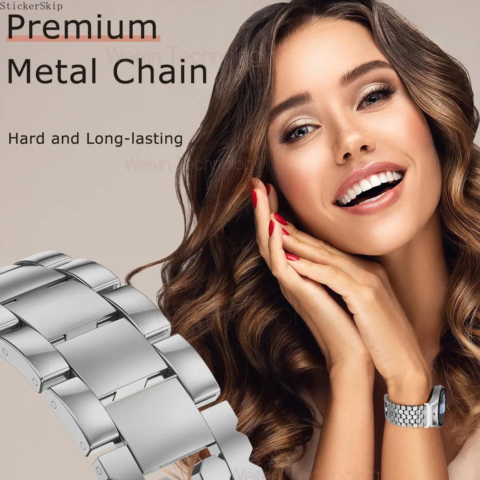 2026 NEW  Luxury metal strap, Smart watch strap, compatible with Samsung Galaxy Watch 7 6 5 4 FE 40mm 44mm/Watch 6 Classic 43mm 47mm/Watch 5 Pro 45mm, 20mm metal gold chain honeycomb luxury chain bracelet strap tool free for men and women