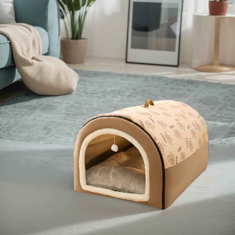 Warm Winter Dog House Mat Detachable Plush Cotton Puppy Shelter Washable Large Dog Bed House Comfortable Winter Cat Bed Castle Dogs Cats Pet Supplies