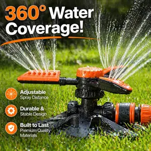 360-Degree Automatic Rotating Garden Sprinkler with 36 Built-in Angle Spray Nozzles, Upgraded Lawn Irrigation System, Hose-Connected Water Sprayer for