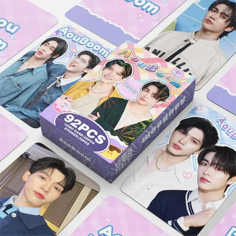 92PCS Thailand Star AouBoom Photo Cards Set - Aou & Boom Collectible LOMO Cards with Bonus Stickers