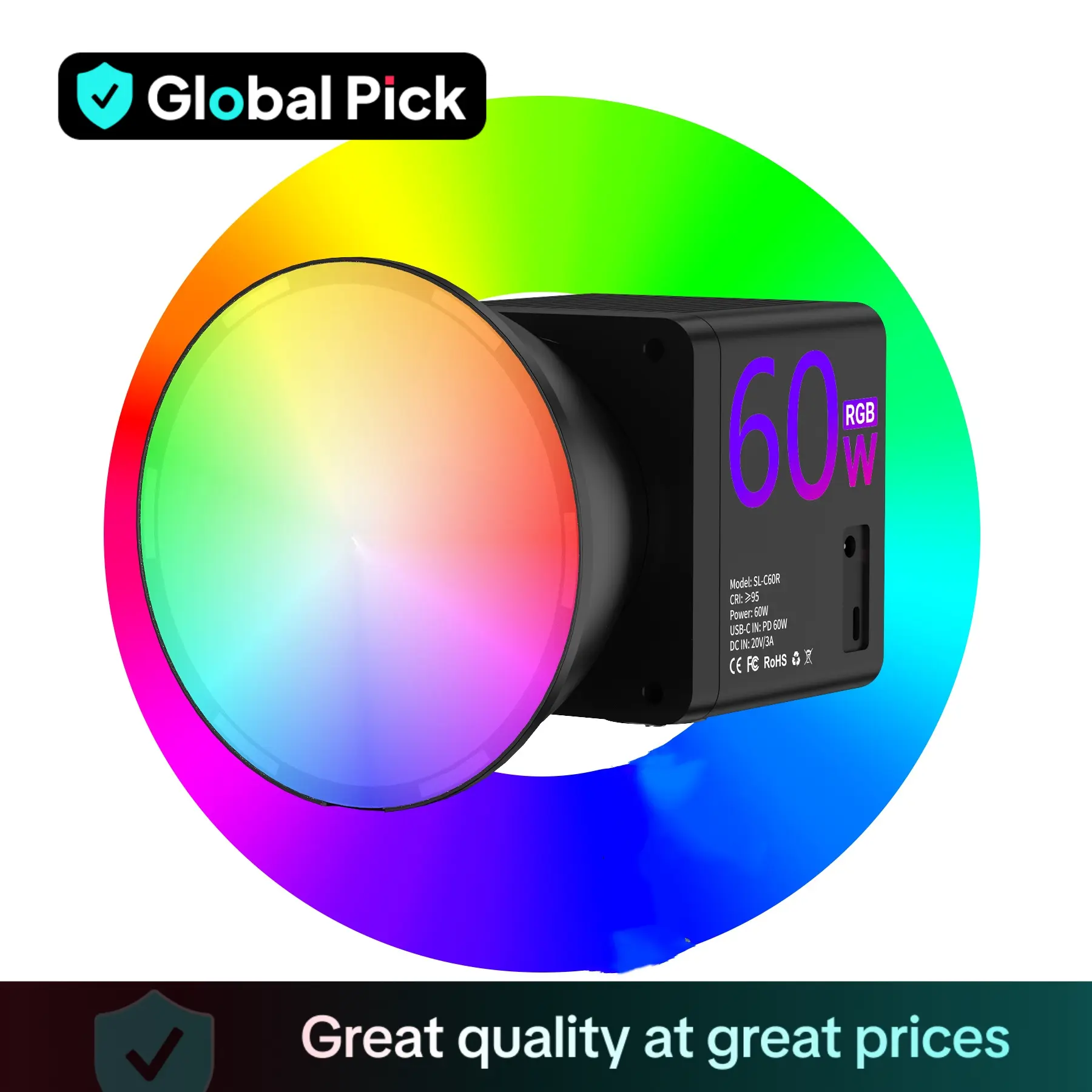 RGB COB Video Studio Lights, Handheld Continuous Lighting Livestream Softbox for Photography, Studio Video Lighting, USB Rechargeable Cameras Light fo