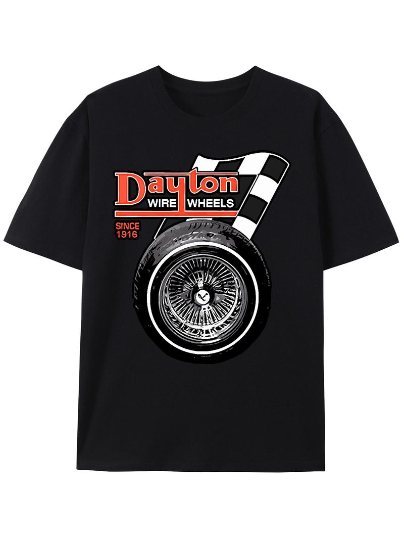 Dayton Wire Wheel Lowrider T-Shirt - Funny Men's Short Sleeve Graphic Tee, Black Casual Wear for Sports and Comfortable Daily Use, Machine Washable Cotton Top Dayton Wire Wheel Lowrider T-Shirt - Funny Men's Short Sleeve Graphic Tee, Black Casual Wear for Sports and Comfortable Daily Use, Machine Washable Cotton Top