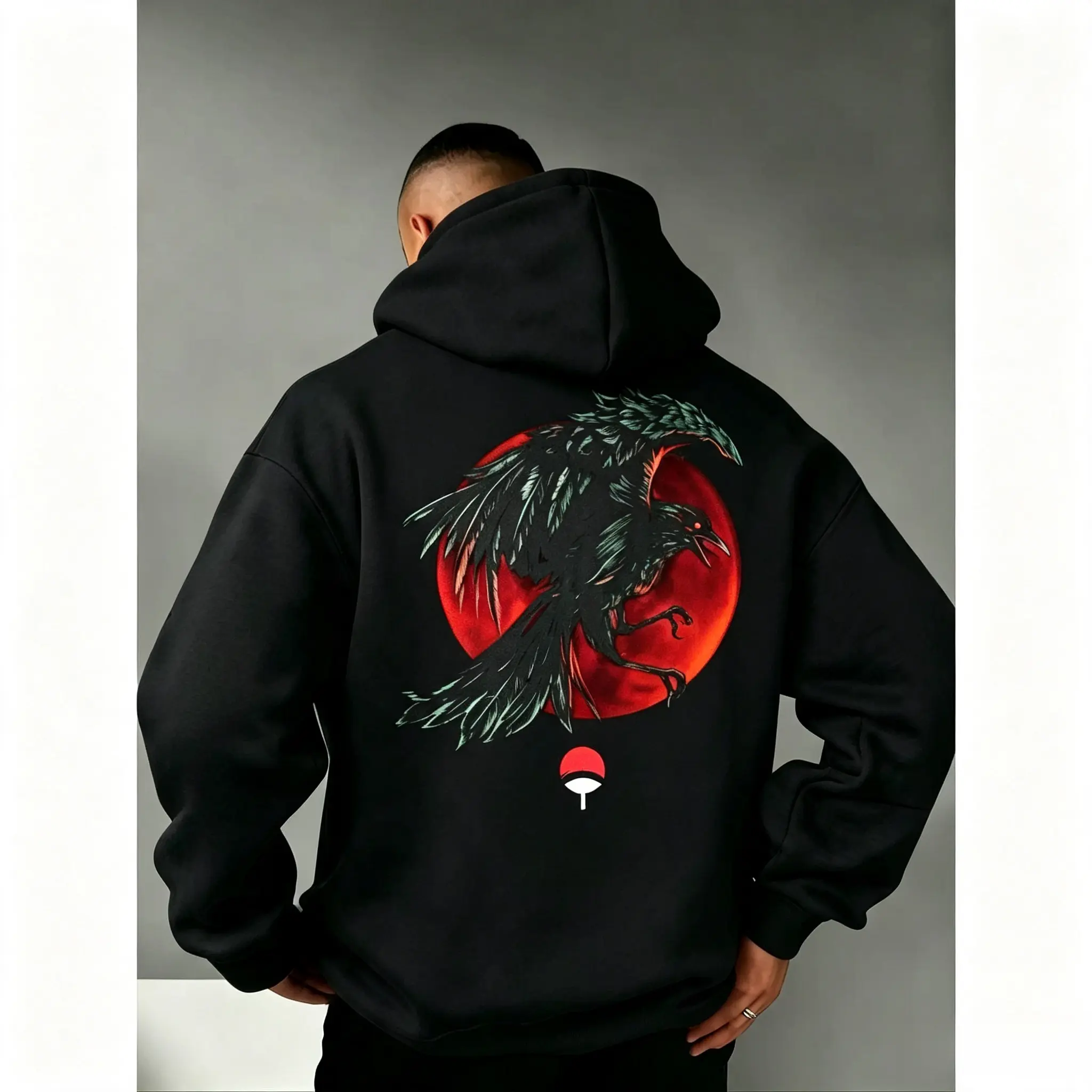 Men's Raven 80s Hoodie T-shirt Sweatshirt, Vintage Nostalgic Unisex Pattern 90s Cotton, Wibu Gift, Anime Comic Y2K Streetwear