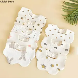 3/5PCS Baby Drool Bibs, Ultra Soft Absorbent Petal-Shaped Bib Set for Feeding & Teething, Newborn Essential Gift for Boys & Girls