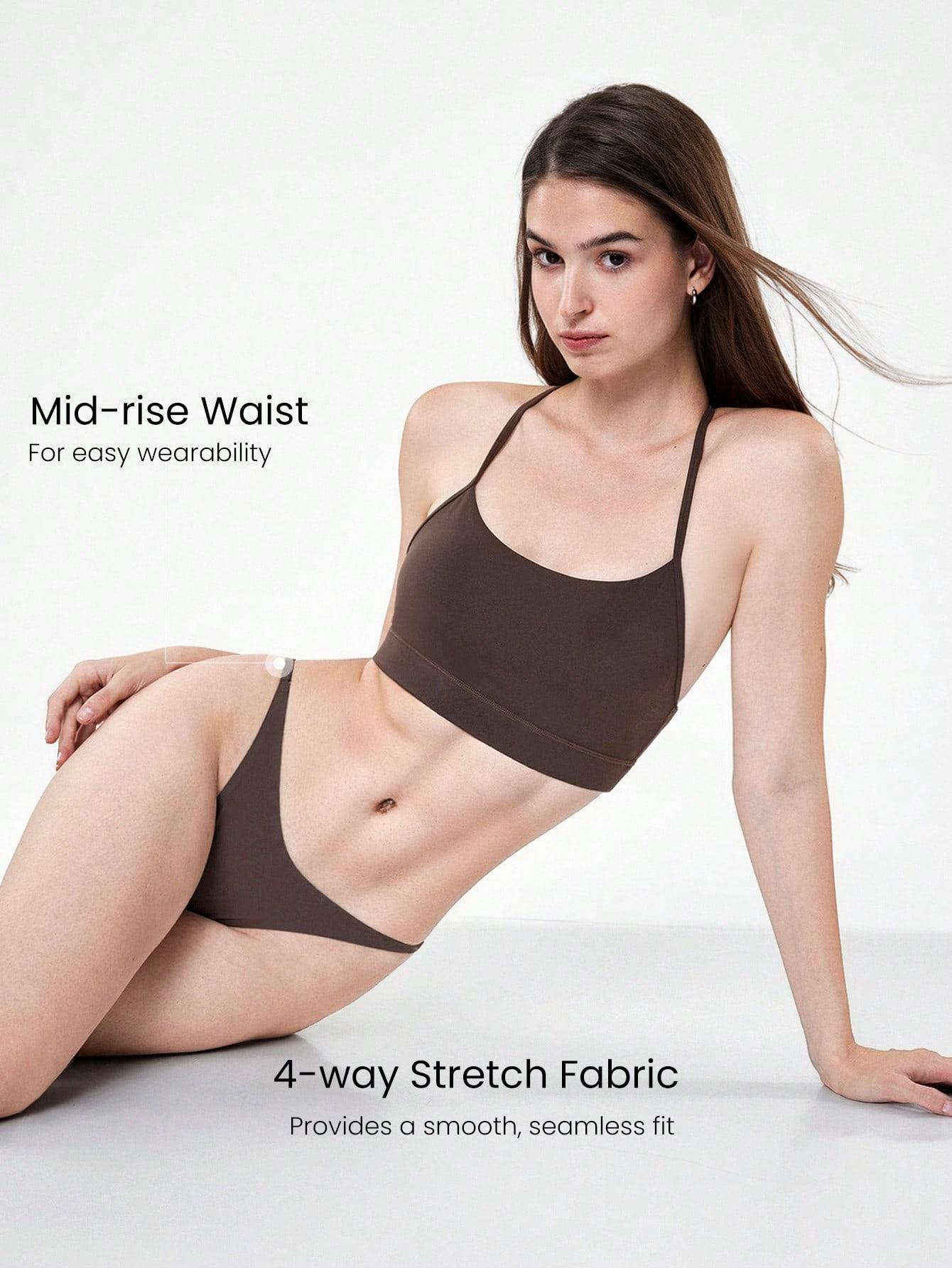 GLOWMODE 2-Pack Lightweight Invisible Flex Seamless Fit Mid-Rise Waist T-String No-Show Thong Underwear Daily Casual Wear