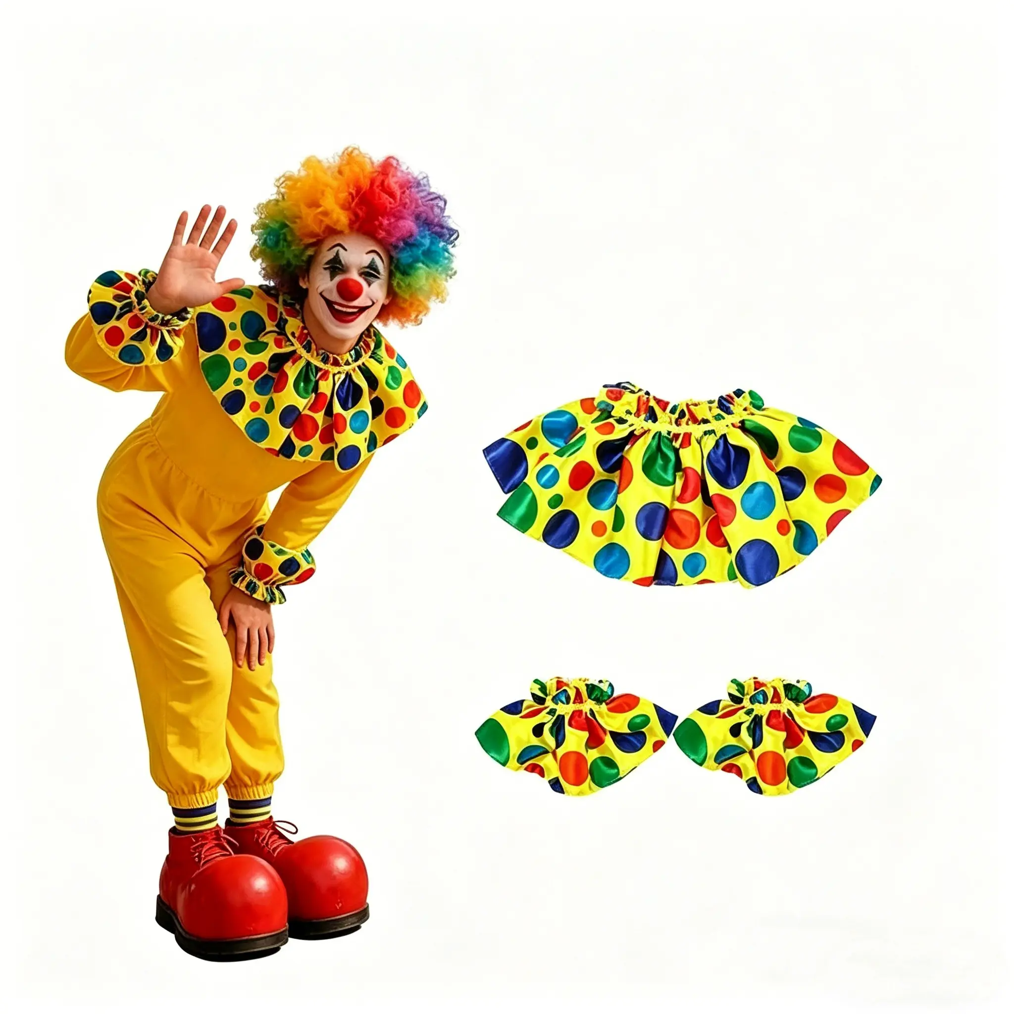 Clown Costume Set Necklace + Sleeve Covers, Party Costume Accessories, Perfect for Halloween, Party Props, Pool Parties, Beach Parties, Music Festivals, Nightclubs