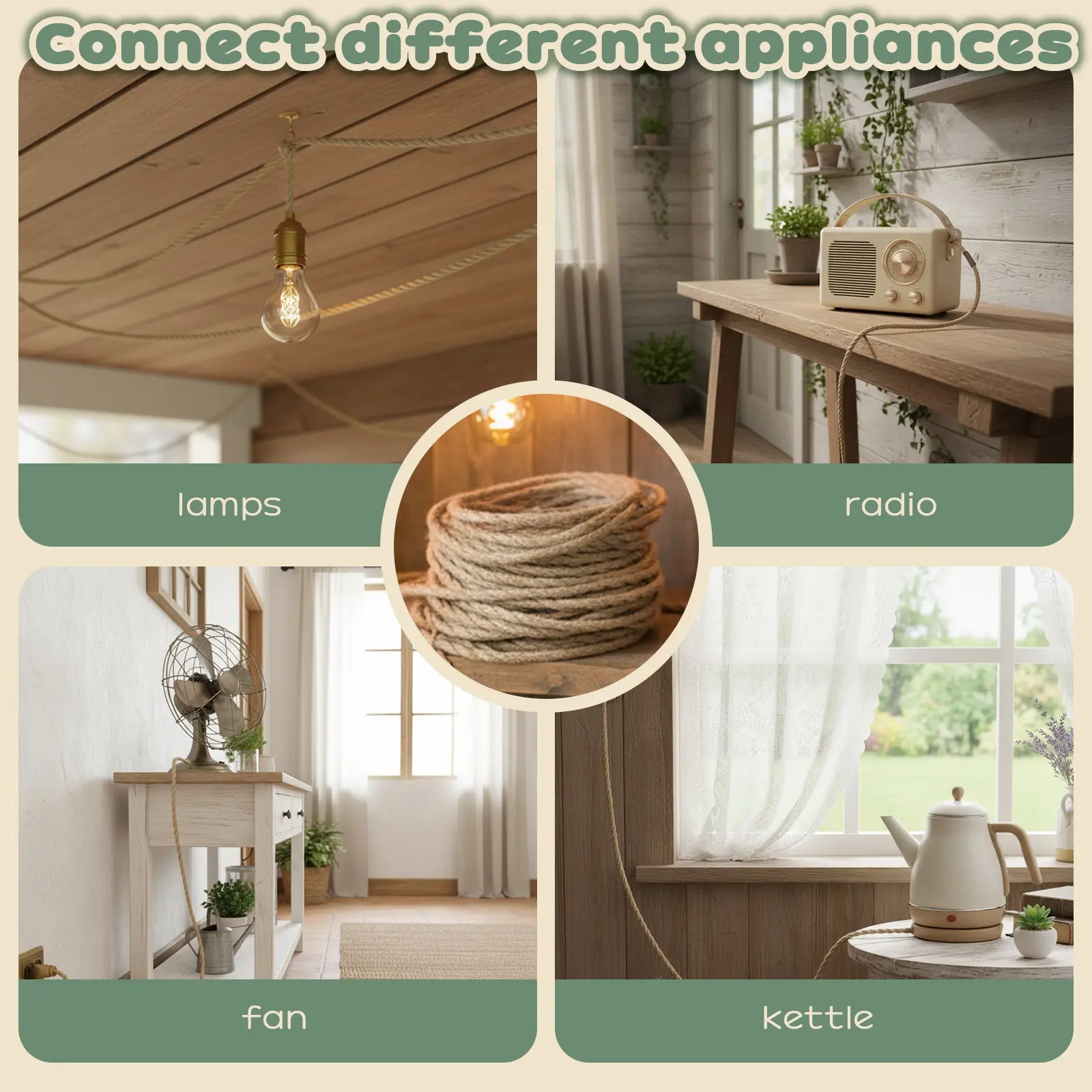 7 Meter Vintage Braided Fabric Decorative Lamp Wire, Flexible Insulated Copper Core, Durable Tear-Resistant Cable, Ideal for Edison Bulbs, Indoor Lighting, Home Renovation