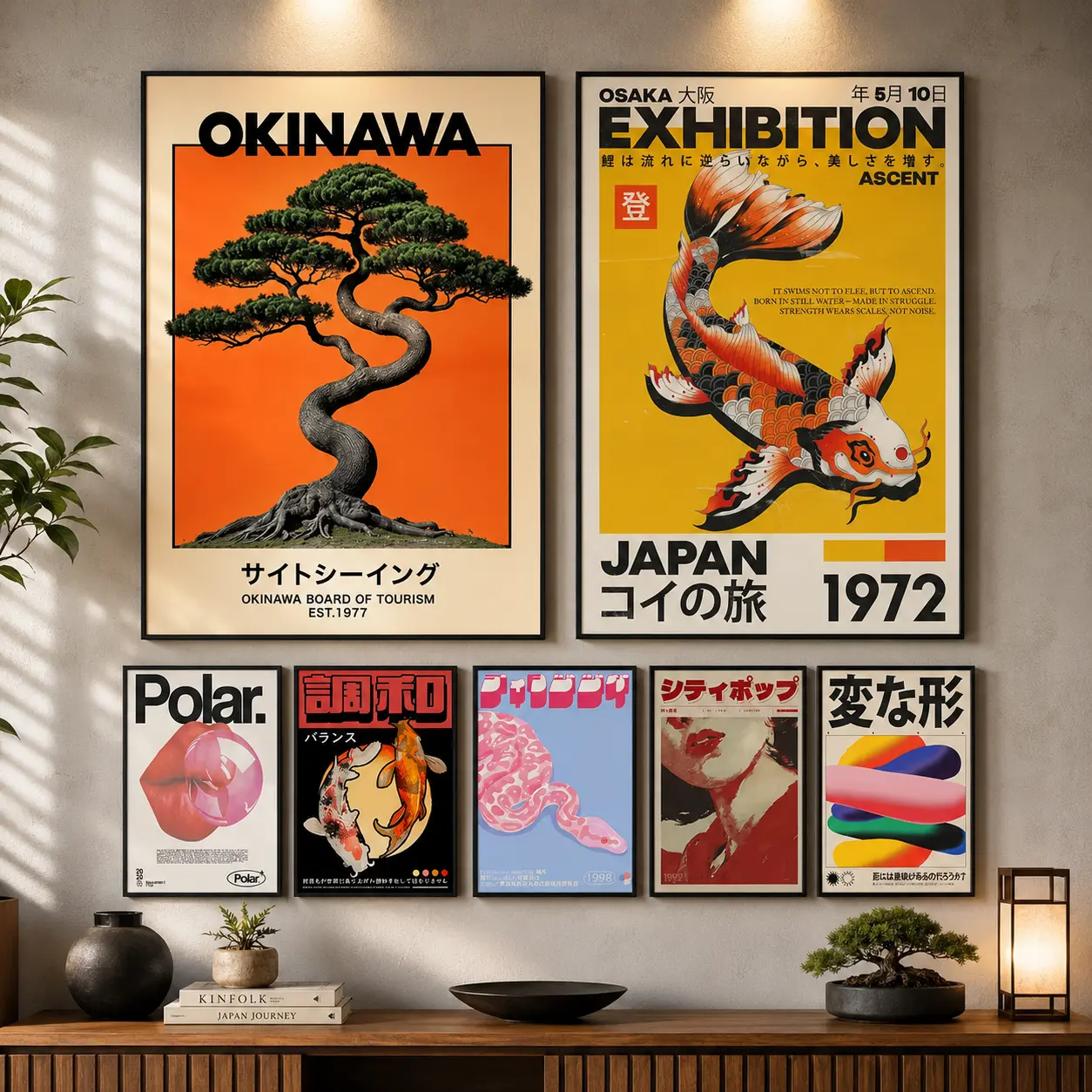 Japanese Koi Fish Canvas Poster |   Pink Aesthetic Nature Wall Art for Bedroom, Living Room & Home Decor