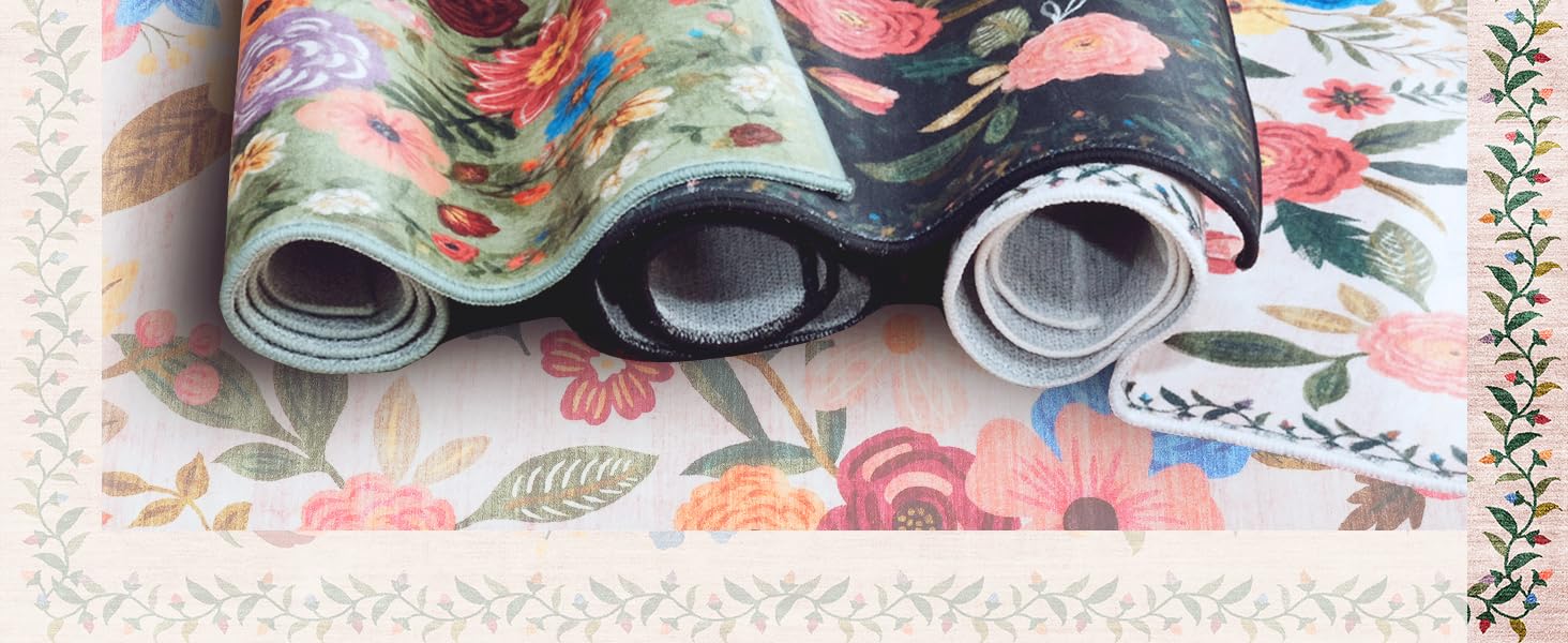 Pink Area Rug 4x6 Rug Washable Boho Rugs Non Slip Low Pile Floral Small Carpet for Bedroom, Bedside, Kids Room, Office, Dining Room(Light Pink, 4 x 6)