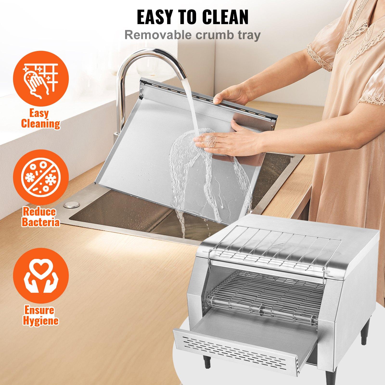 VEVOR Commercial Conveyor Toaster, 450 Slices/Hour Conveyor Belt Toaster, Heavy Duty Stainless Steel Commercial Toaster Oven, Electric Restaurant Commercial Toaster for Toast Bun, Bagel, Bread