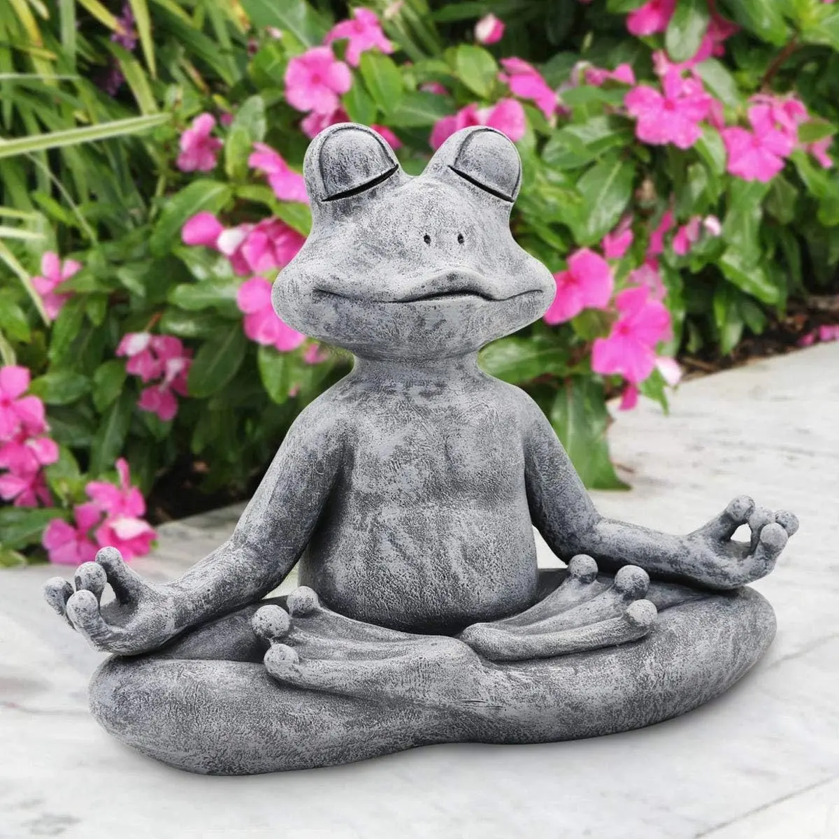 12.5" L×10" H Meditating Yoga Frog Statue - Gifts for Women/Mom, Zen Garden Frog Figurines for Home and Garden Decor, Frog Decorations Gift Ideas, Frog Gifts for Women