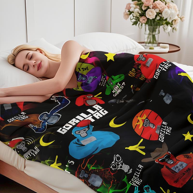 Viral Gorilla Tag All Skins Fleece Blanket, Colorful VR Game Gorilla Plush Throw, Ultra Soft Blanket Printed In USA, Must-Have For Gorilla Tag Enthusiasts & VR Gamers