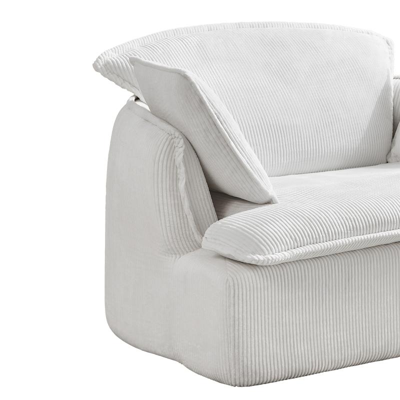 [SOIYELIFE] Convertib Compressed Sofa Chair with Ottoman, Modern Corduroy Fabric Armchair for Small Spaces, Living Room, Dorm, or Apartment