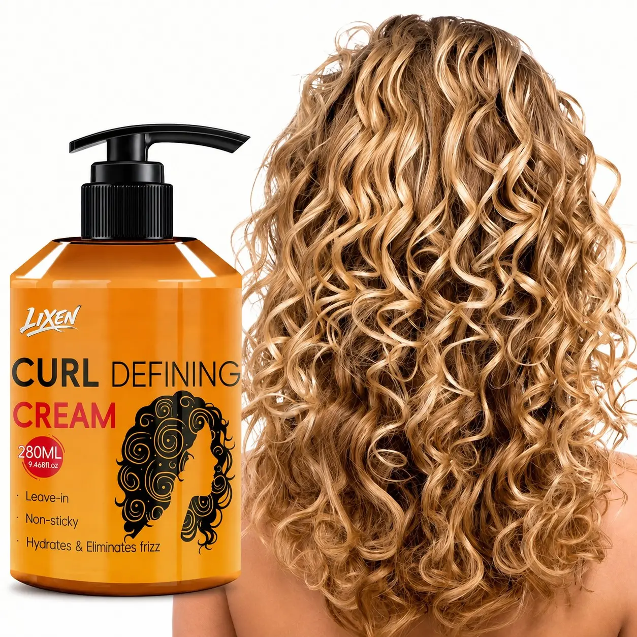 Lixen 280ML Curling Balm, Long-Lasting Smooth Curls, Moroccan Argan Oil, Moisturizing, Defines Style, Suitable for All Hair Types