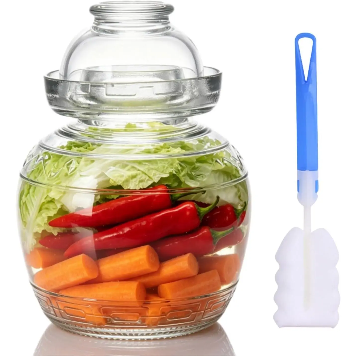 Fermentation Jar, 1.5 Liter Glass Pickle Jar with Water Seal Lid | Clear Glass,  Grade, Fermentation Kit for Making Pickles Kimchi, Sauerkraut