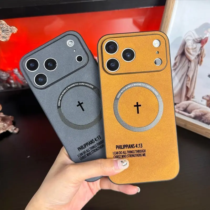 High end leather magnetic phone case suitable for iPhone 17 Promax 16 Plus 15 14 13 12,supports magsafe charging, feels comfortable to the touch, fully wrapped anti drop and anti slip phone case.