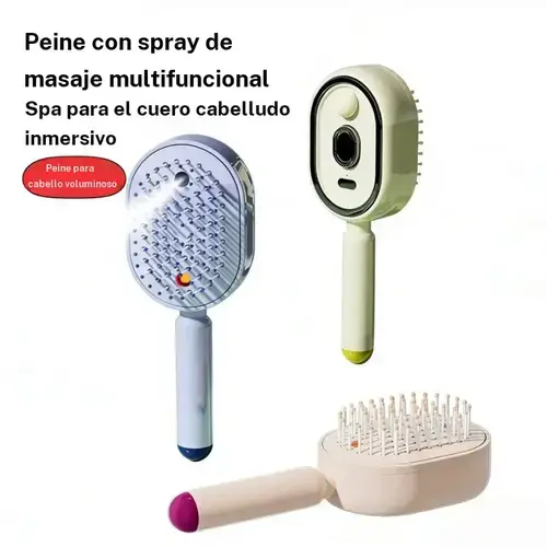 All in One Electric Spray Air Cushion Massage Comb & Hair Brush, Misting Aqua Detangler Brush for Frizzy Hair Care, Self-Clean, Scalp Oil Applicator for Home & Travel Use