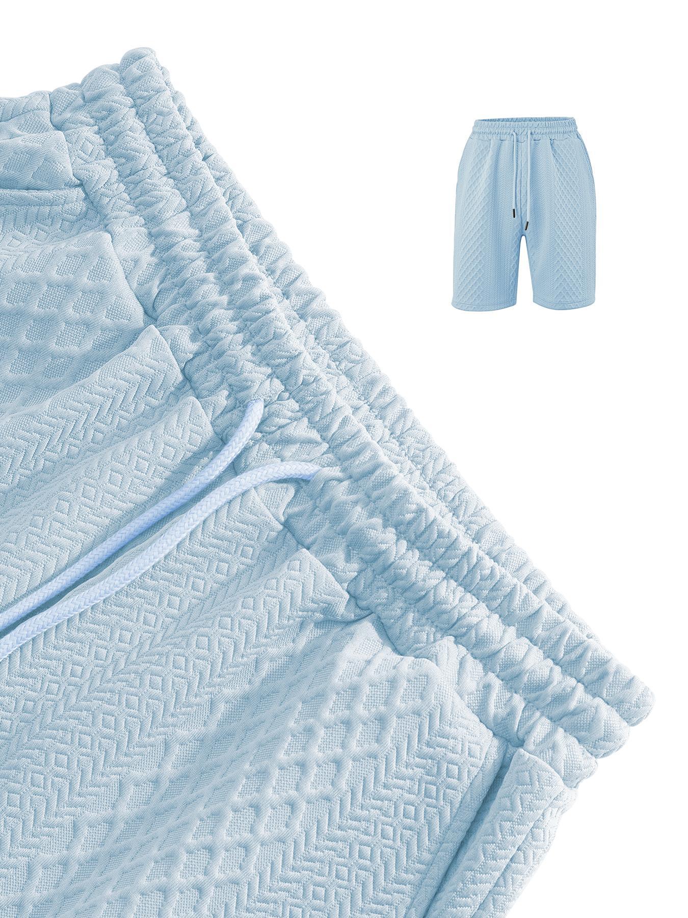 Please Purchase A Size Up. Men's Solid Polo Shirt & Drawstring Waist Shorts Set, Cozy Breathable Two-piece Outfits for Daily Outdoor Wear, Men Clothes for Summer.