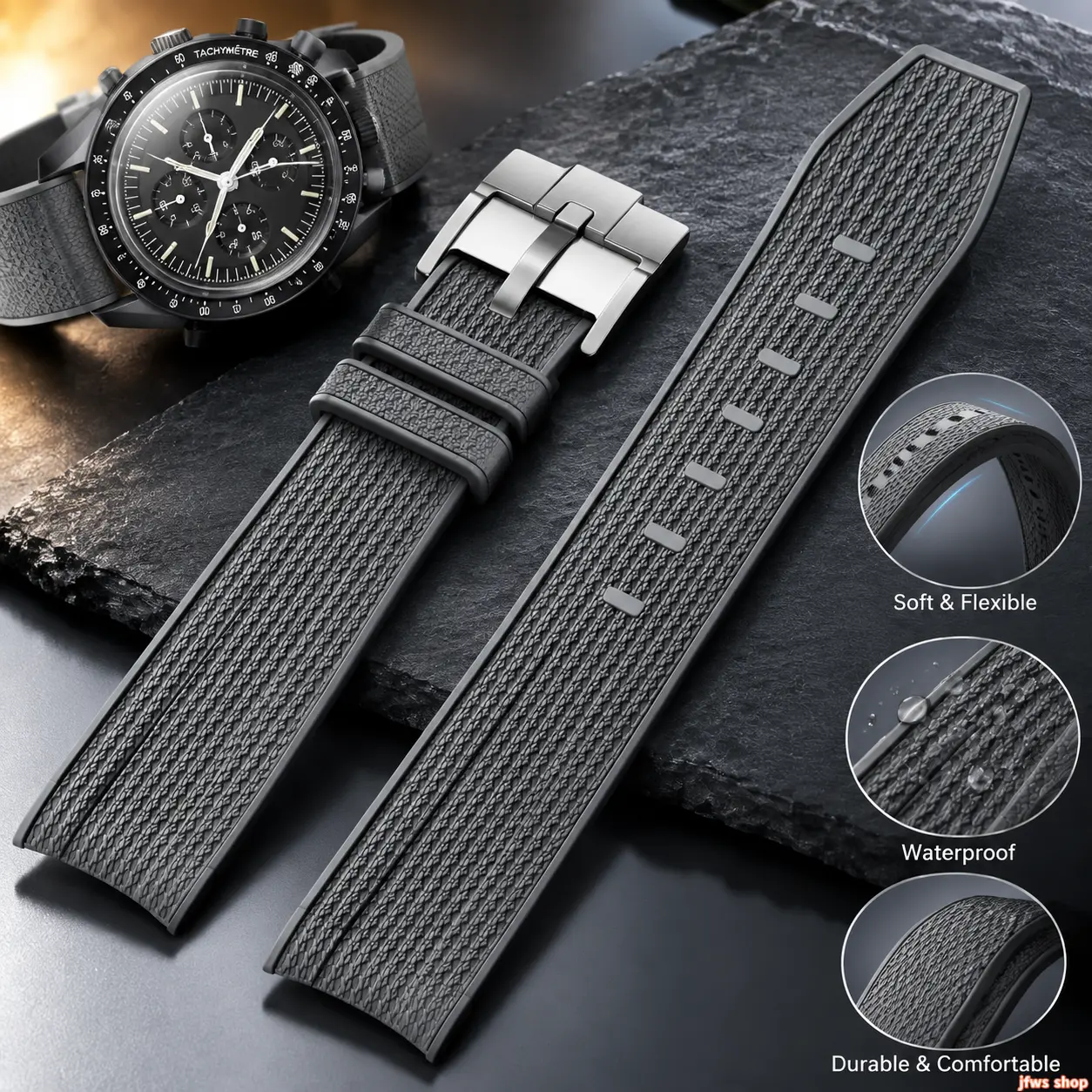 2026 New Silicone Rubber Bands for Omega X Swatch Moonswatch Watch Strap 20mm Curved End Weave Style Premium Silicone Rubber Replacement Strap Women Men,for Omega Swatch Moonswatch Speedmaster tiktokshopbacktoschool