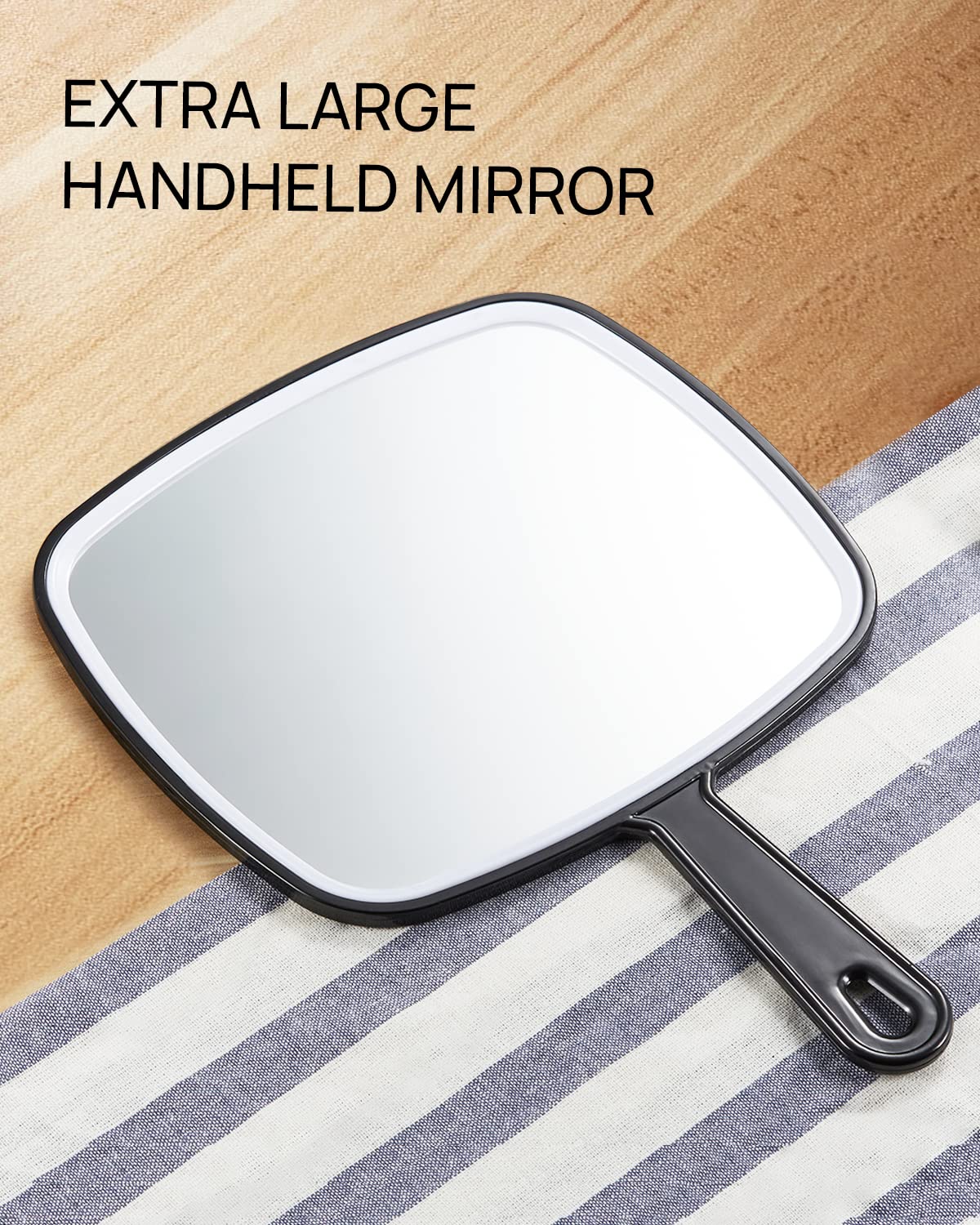 Hand Mirror, Large Black Handheld Mirror with Handle