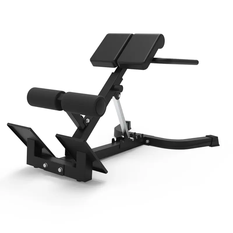 Unisex Adjustable Roman Chair Hyperextension Bench - Workout & Home Gym Equipment, Foam Thigh Pad, 4 Footplate Angles, 8 Thigh Pad Positions, 330lbs Steel Core Lower Back Trainer, Collapsible Anti-Slip Base, Core Strength for Studios (White, Black)