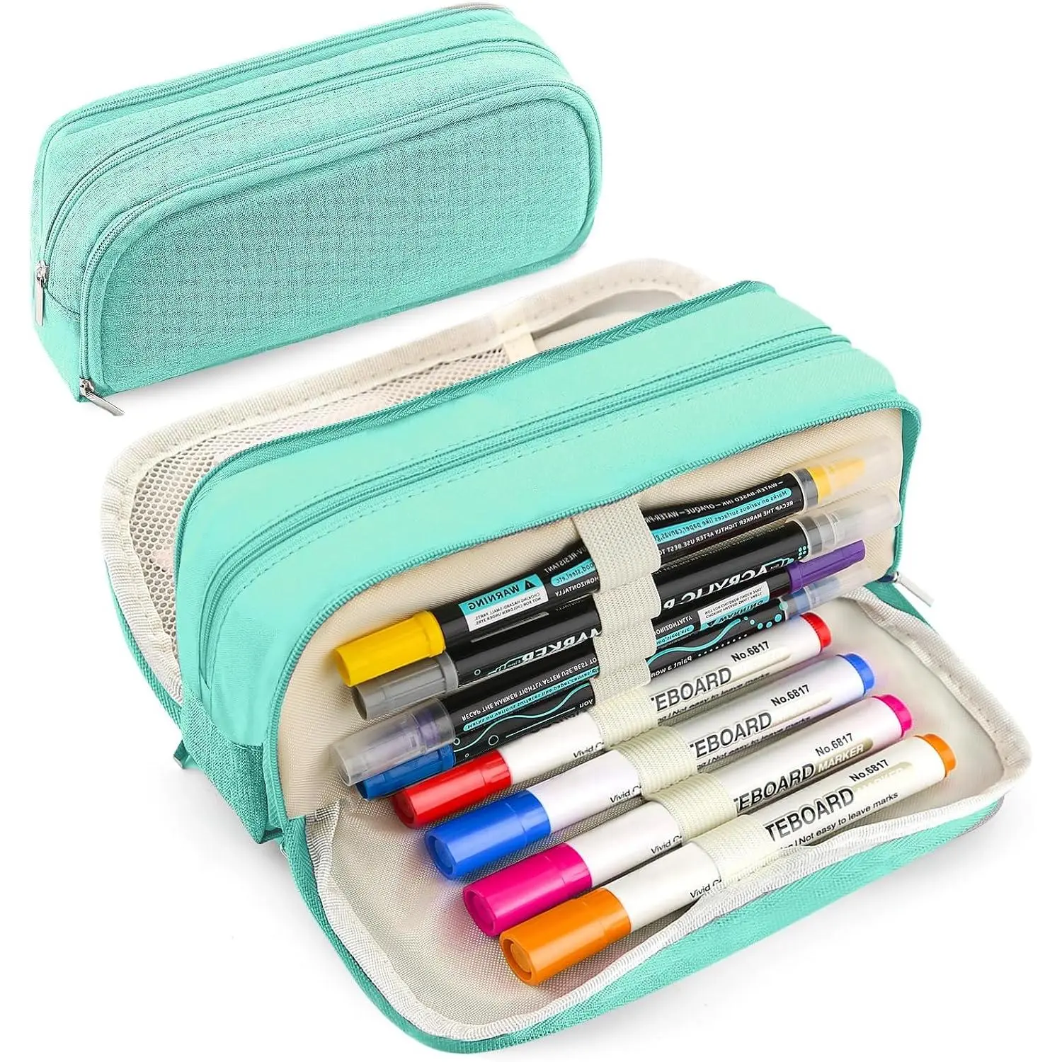 Large Capacity Pencil Case Pencil Pouch Pen Bag with 3 Compartment Stationery Organizer with Zipper, School Supplies Organizer for Teen Adults (green)