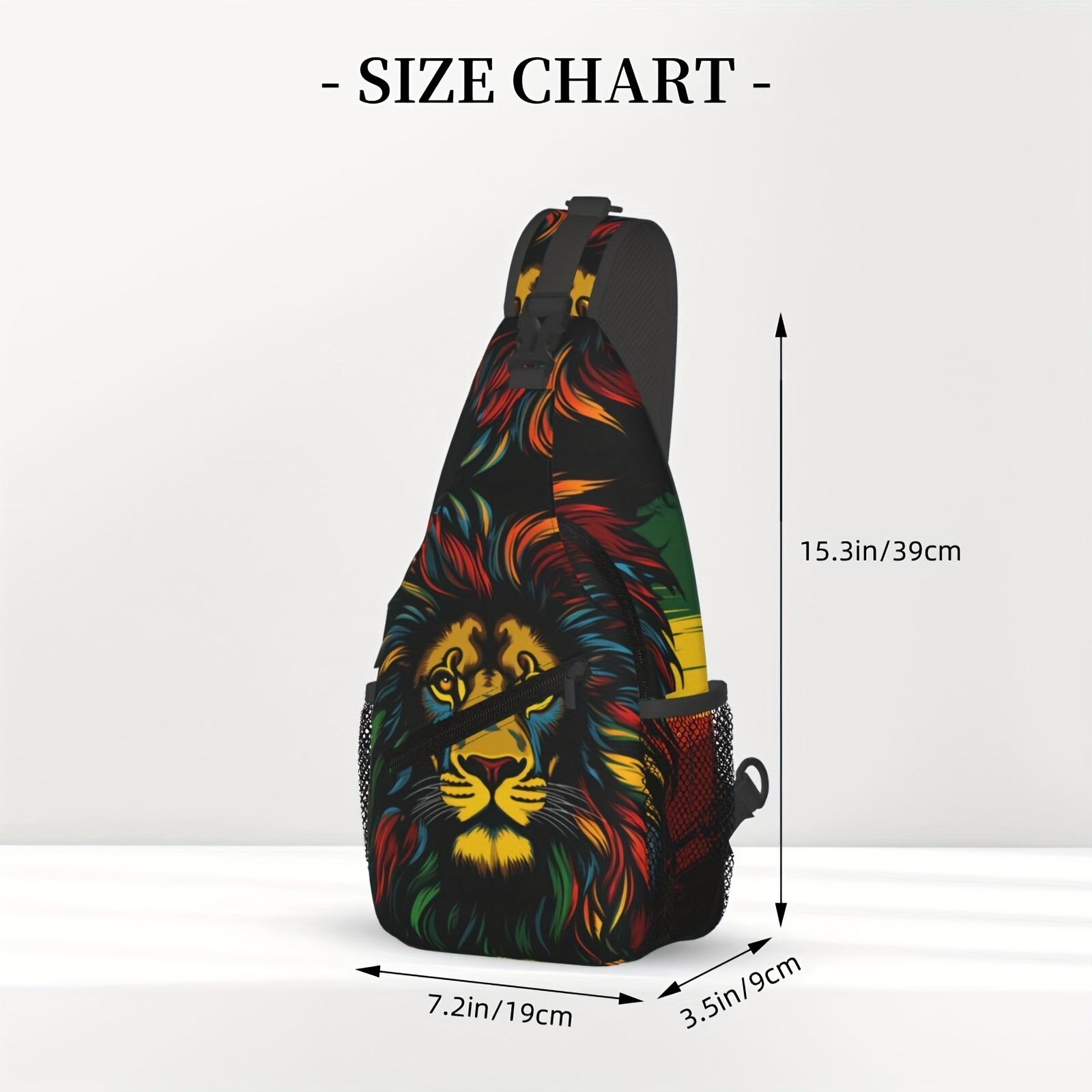 A Versatile Crossbody Chest Bag Suitable for Hiking, Featuring a Design Inspired by Jamaican Reggae Music with a Lion Motif. This Folding Backpack Boasts a Large Capacity And Is Both Fashionable And Durable, Making It Ideal for Shopping, Work