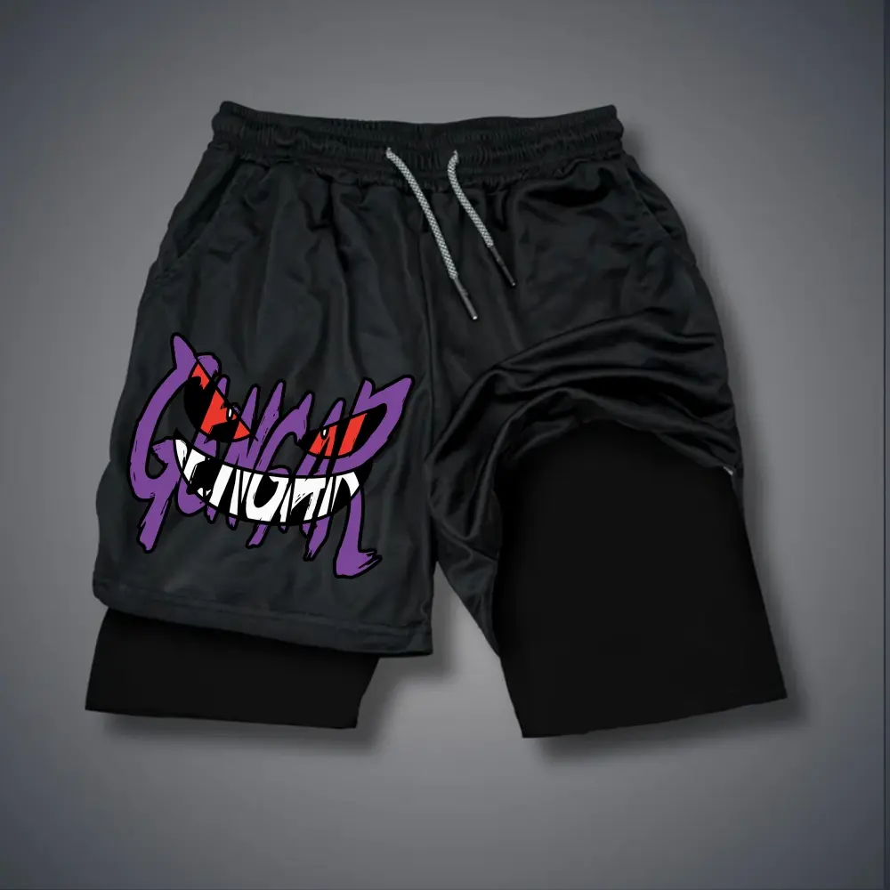 Unisex Leering Grin Evil Ghost Graffiti Punk Street pocket Graphic Double-layer Shorts Personalized Pattern Y2k Clothing Double-layer Shorts,Women's Clothing, Menswear, Vintage Style,Summer Casual Oversized
