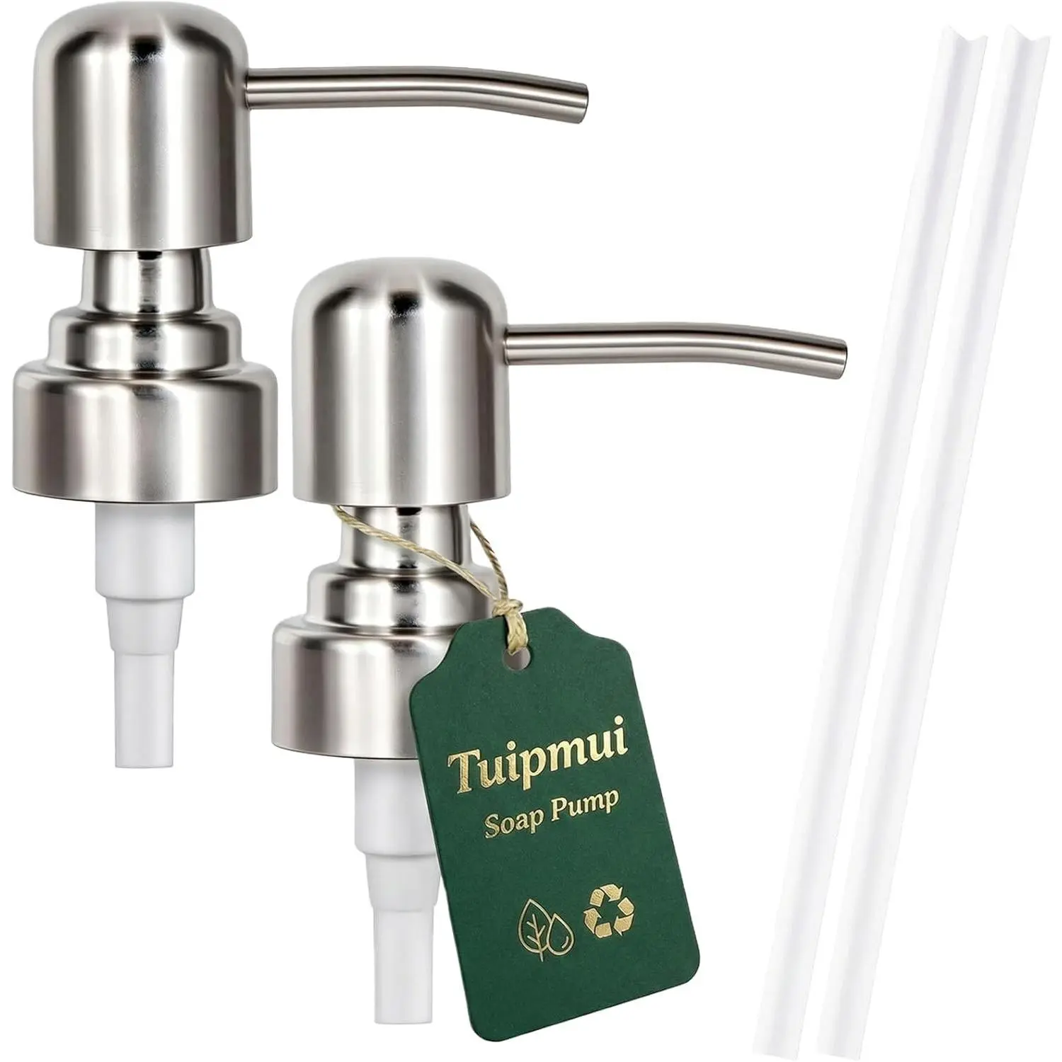 Soap Dispenser Pump Replacement, Kitchen and Bathroom Soap Pump Replacement, Reusable 304 Stainless Steel Hand Soap Pump, Shampoo and hand soap pump, Standard Diameter 28/400 Neck Size (2 PCS)