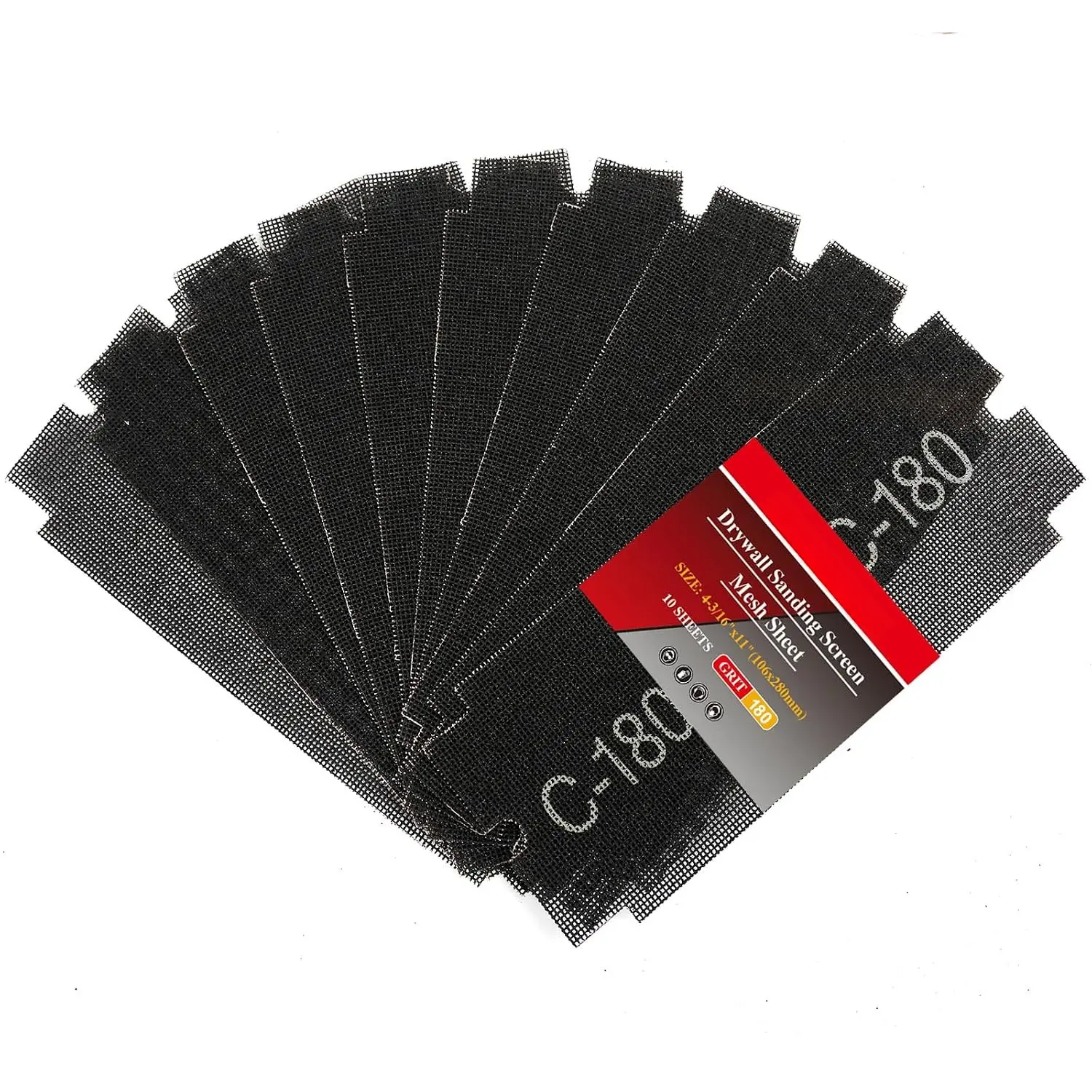 180 Grit Sanding Screen Mesh Sheet, 15 count Drywall Sandpaper  Wet or Dry Sandpaper for  Metal Automative Hand Sander Pole Sander 4-3/16" x 11"