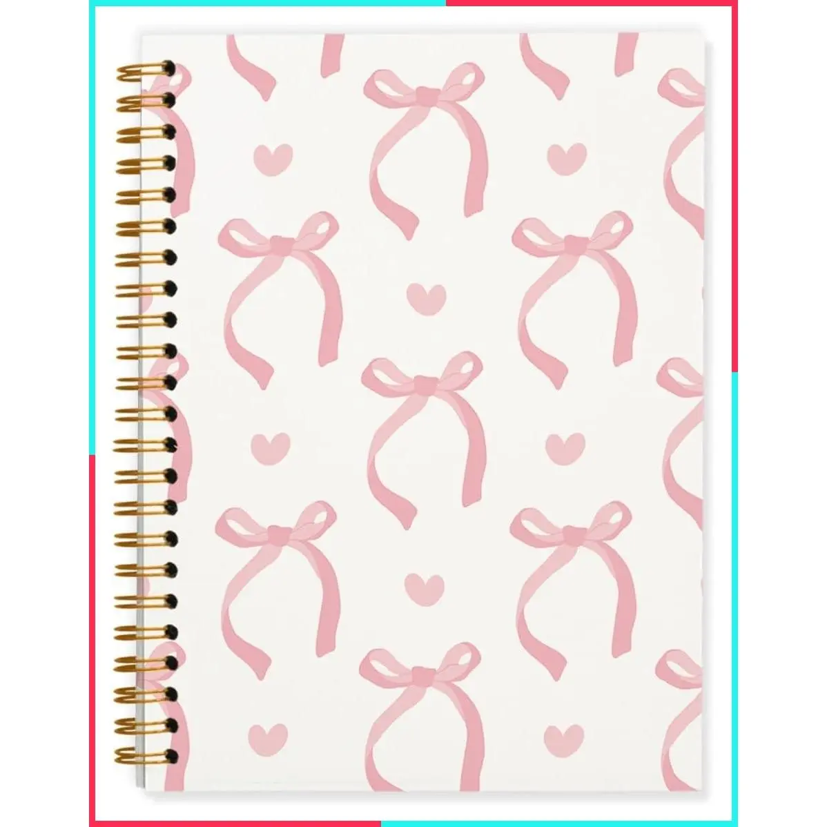Cute Pink Bow Spiral Notebook Journal for Teen Girls, 5.5x8.3 Inch | Coquette Preppy Hardcover Lined Journal for Women, Daily Writing & Note Taking