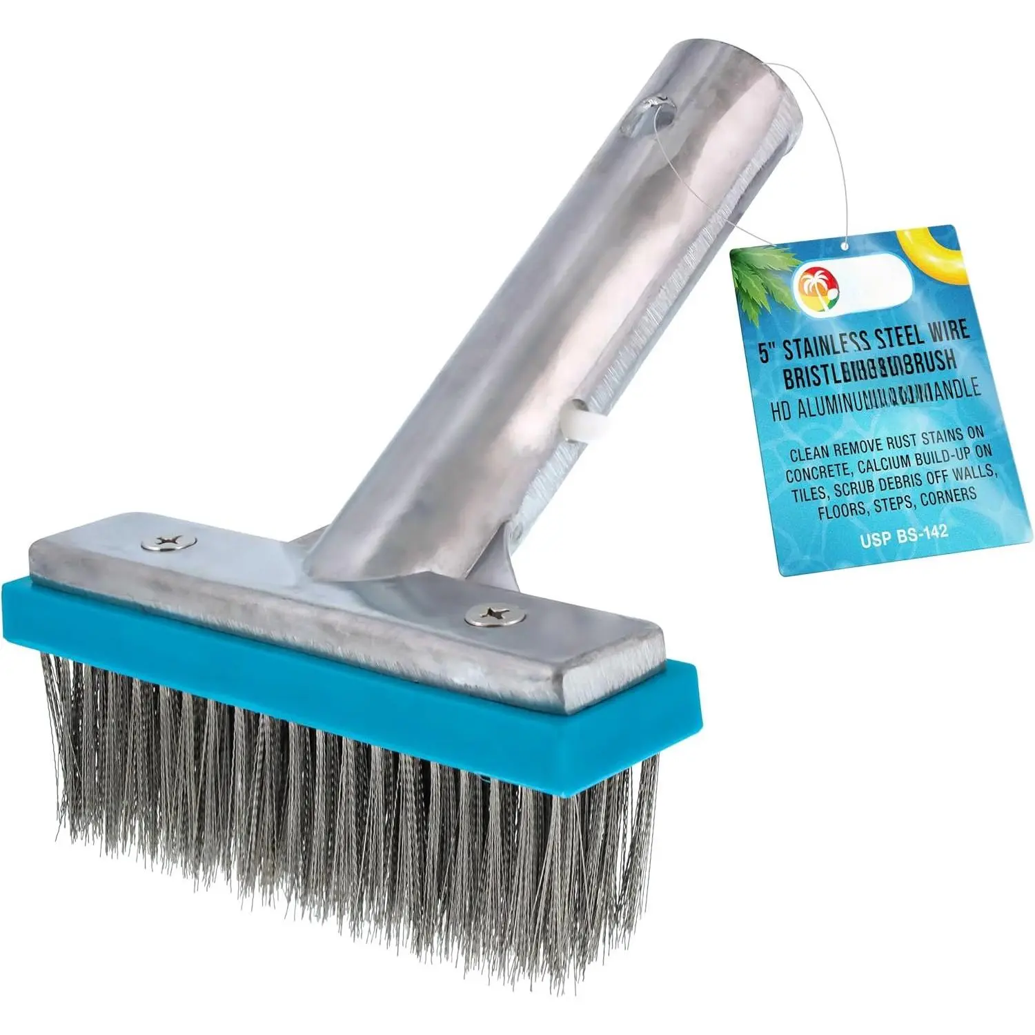 5"  Brush  for Inground s, Stainless Steel |  Brush, Metal Wire Bristles, Scrubbing  Brushes - Remove Calcium Build-Up  Tiles, Rust Stains  Concrete Walls