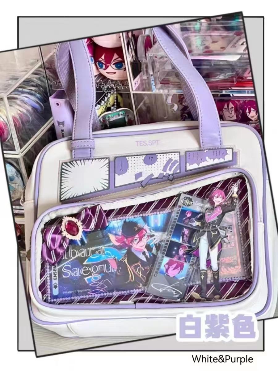 Unisex Graffiti Cartoon Fashion Ita Bag Japanese Style Kawaii Shoulder Crossbody Bags Transparent Front Pocket DIY Tote Handbags