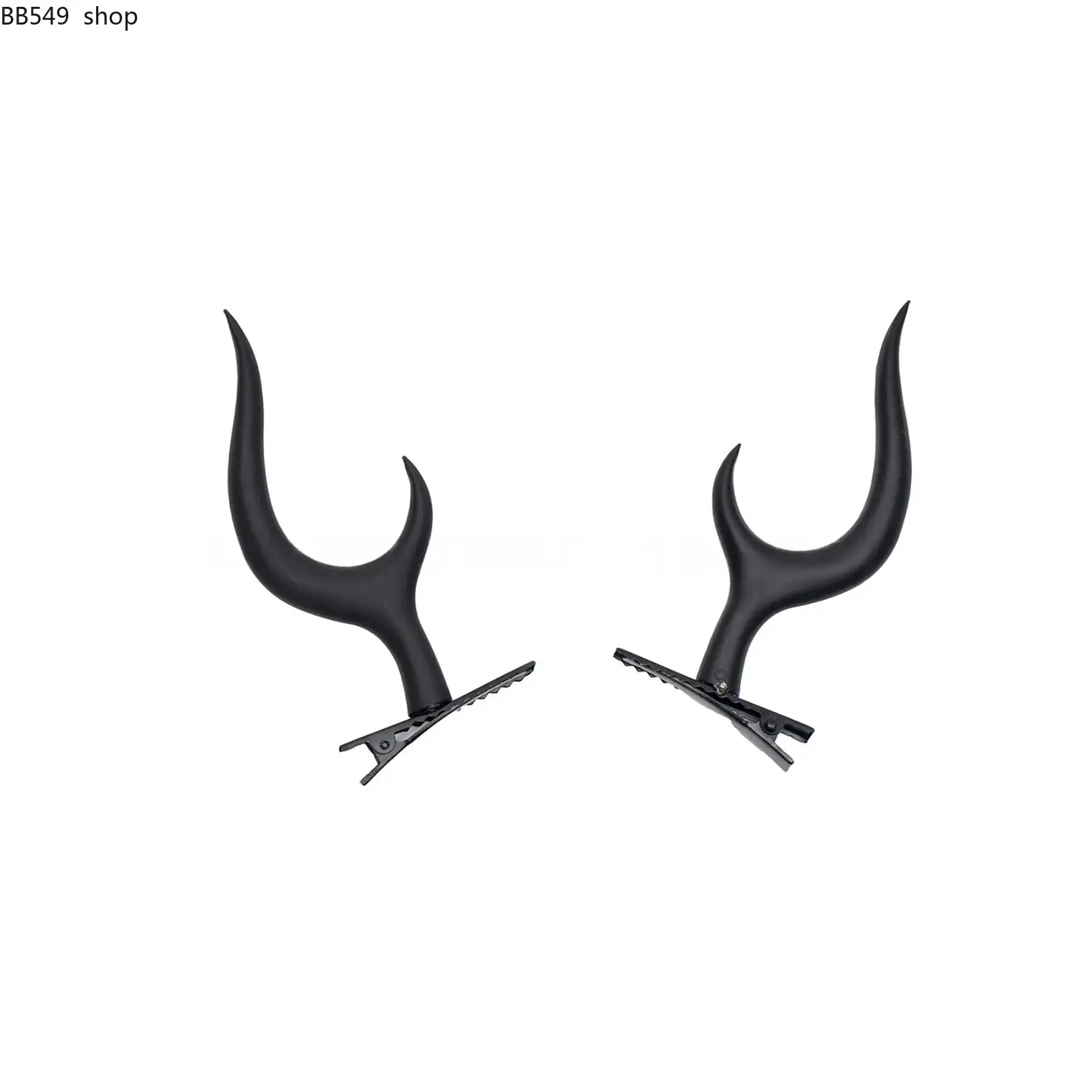 2pcs Black Devil Horns Hair Clips Set, Matte Demon Horn Alligator Barrette, Gothic Halloween Cosplay Hair Accessories, Spooky Party Costume Headwear For Women Girls, Trick Or Treat Photo Prop Gift