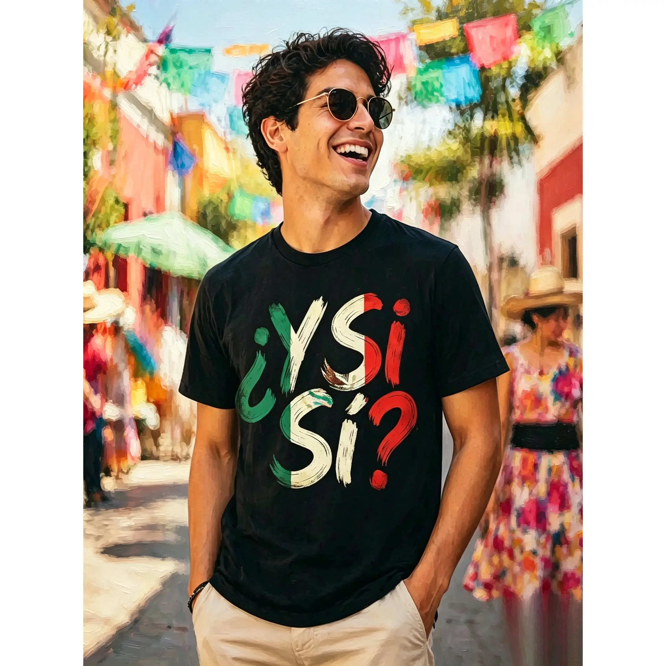 cotton, yes? Mexican Flag Y Si Si Mexico Grunge T-Shirt Tee for Men Women