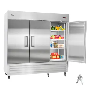 【DealsForYouDays】VEVOR Commercial Reach-In Refrigerator 85" W, 69 Cu. Ft Stainless Steel Upright Refrigerator with Three Doors, Auto-Defrost, 12 Adjustable Shelves, 32 to 50 Temp Control, ETL Certified