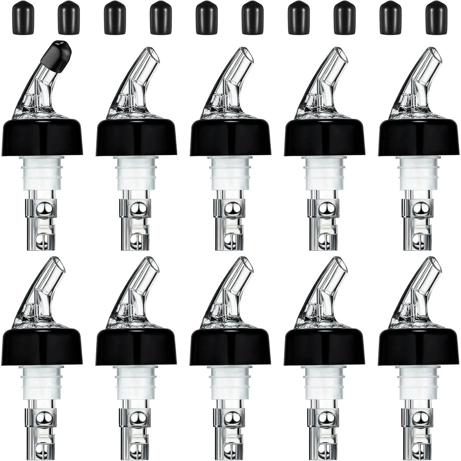 Automatic Measured Bottle Pourer Spout Liquor Pourers Bottle Jigger Quick Shot Spirit Measure, 1 oz/ 30 ml(Clear, Black,20 Pieces)