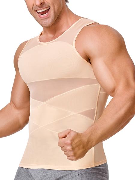Men's Slimming Shirts, High Elastic Mesh Fabric, Strengthened Waist & Chest, Skin-Friendly Breathable Seamless Outerwear Stretch Tank Tops dailydrip comfyessentials menfashion tiktokshopbacktoschool tiktokshopblackfriday mensunderwearreview halloween