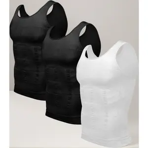 3 Pack Men’s Compression Shirts Body Shaper Baselayer Tank Top Tummy Control Workout Shapewear Vest Quick Dry Gym Running Fitness Compression Tank Tops