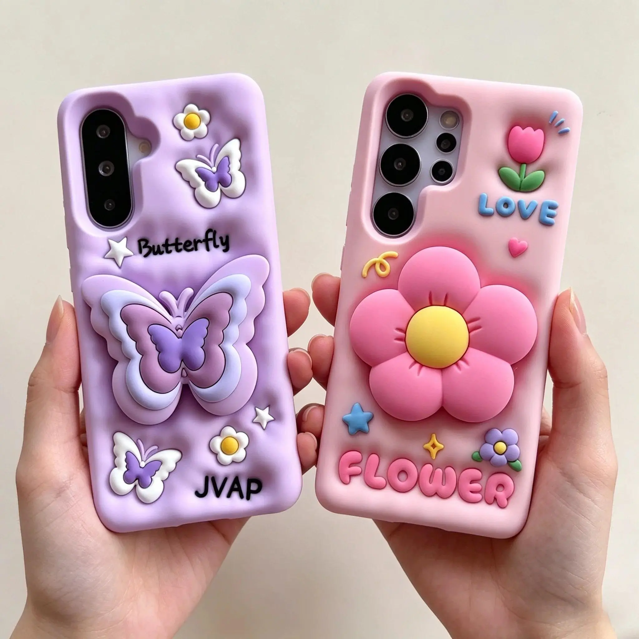3D Butterfly Flower Holder Phone Case for Samsung Galaxy S26 S25 S24 S23 S22 Ultra Plus A16 A56 A36 A26 A14 A15 Silicone Cover