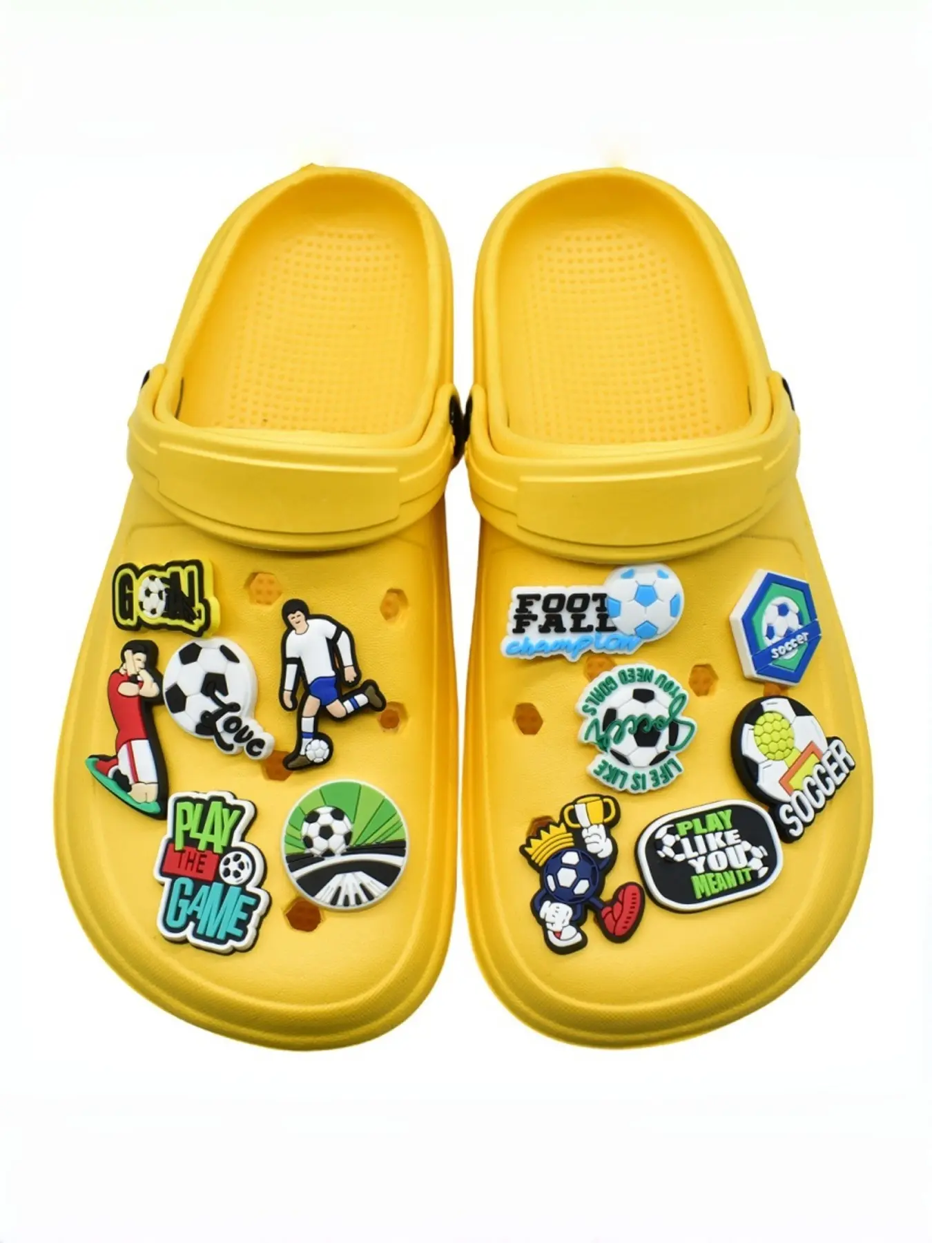7pcs Cartoon Soccer Shoe Accessories, PVC Soft Gel DIY Shoe Decorations, Detachable for Holey Shoes, Perfect Holiday Gift
