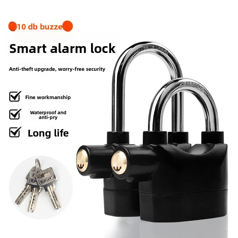 High-Security Anti-Theft Alarm Padlock, 110 dB Heavy-Duty Outdoor Stainless Steel Lock with High dB Alarm, Garage Lock for Sheds, Fences