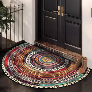 boho style semicircular door mat, non-slip soft floor carpet, washable decorative area rug for home living room bedroom kitchen, bohemian style rugs  room decor