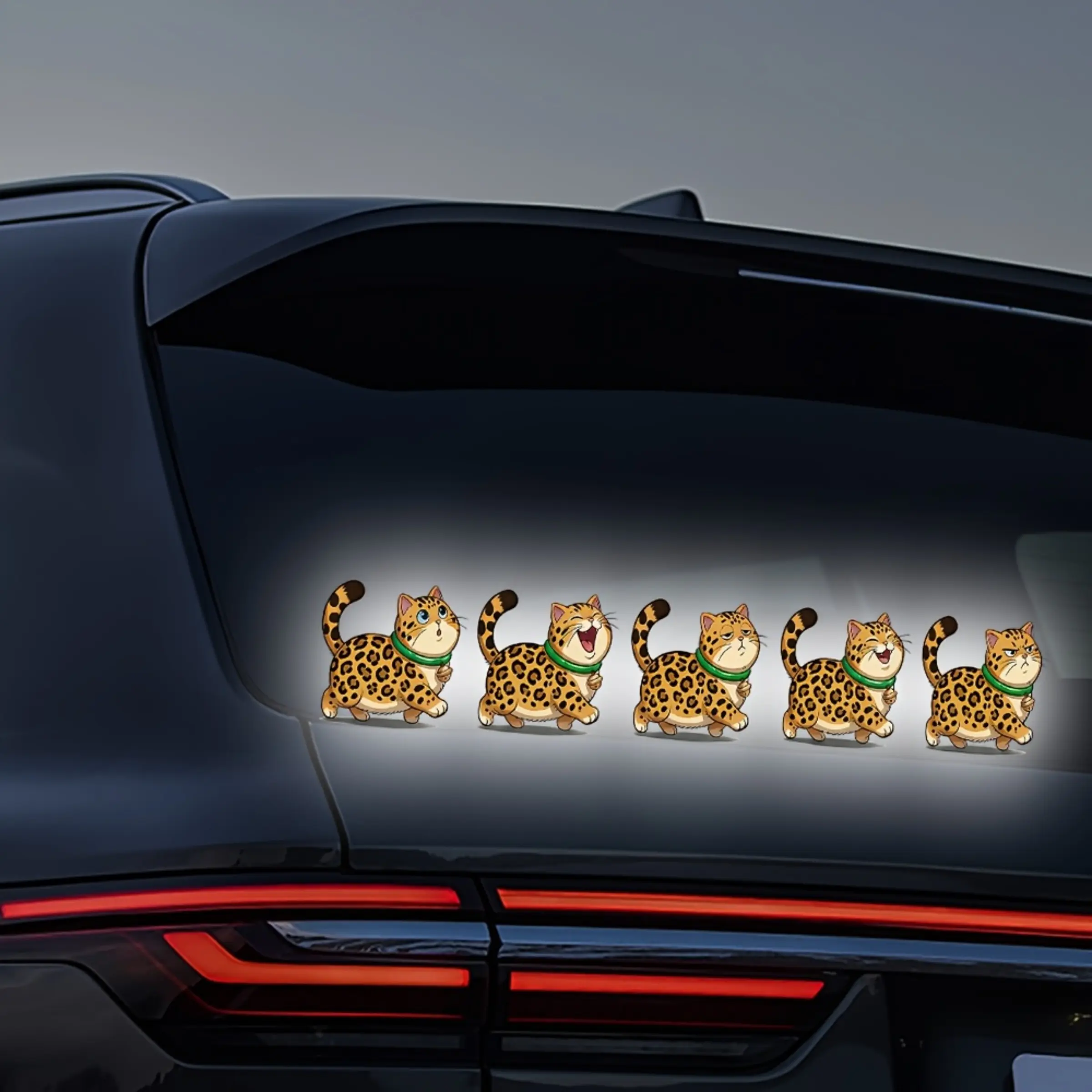 1 set, funny walking cat reflective car stickers, cute cartoon cat stickers, high visibility night safety warning stickers for cars, trucks, SUVs